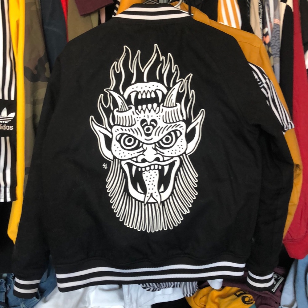 Black oni varsity jacket men’s small